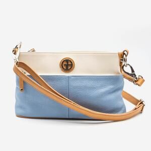 Colorblock Blue White GIANI BERNINI Crossbody Leather Purse Vintage Y2K Handbag